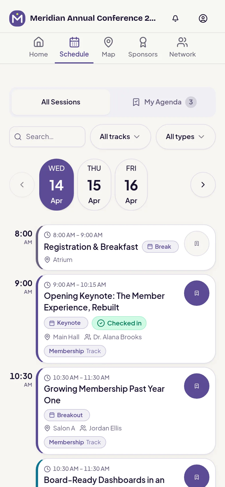 naimtag attendee app — Schedule